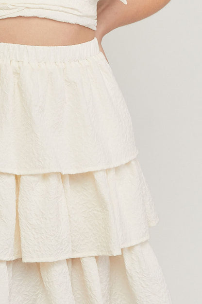 White textured ruffle tiered mini skirt image 6