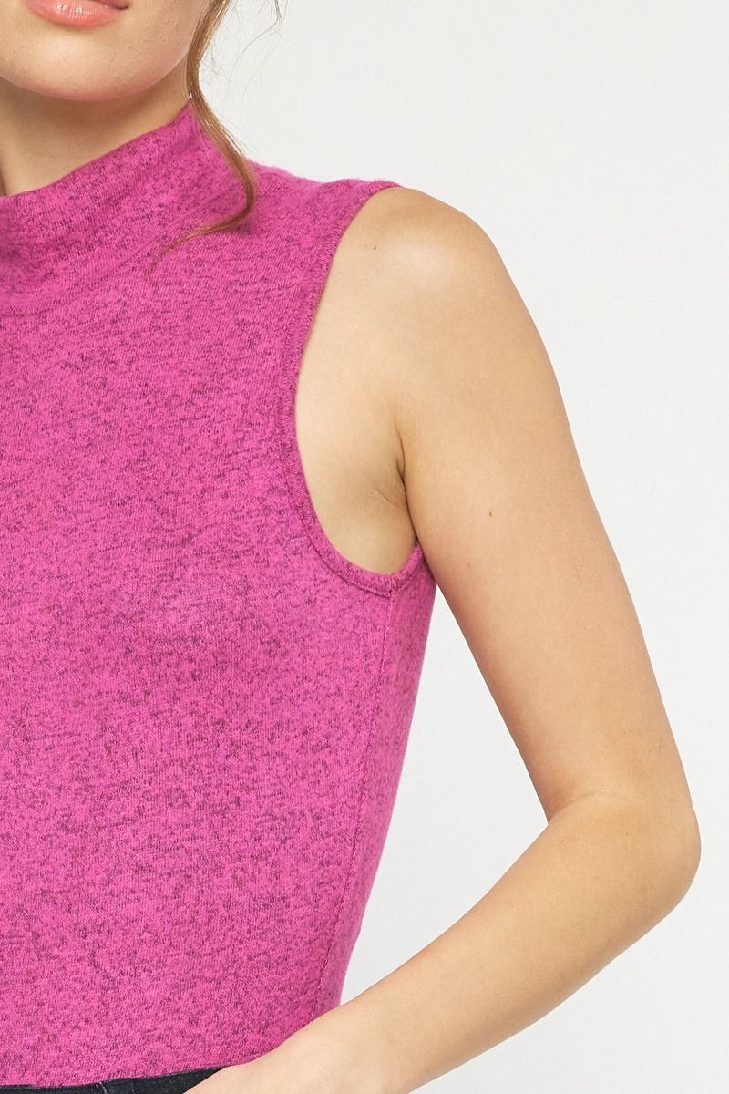 Pink mock neck sleeveless bodysuit. image 6