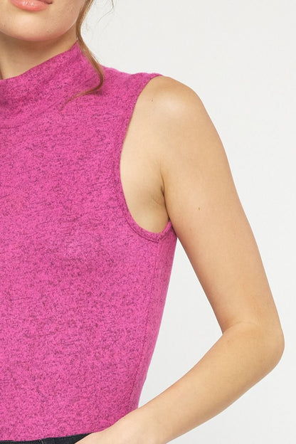 Pink mock neck sleeveless bodysuit. image 6