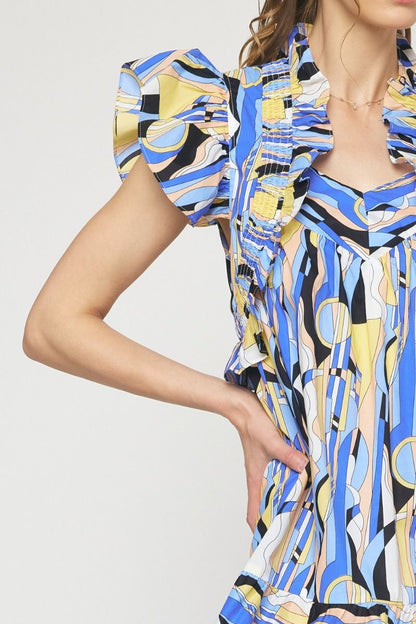 Printed short sleeve mini dress image 5