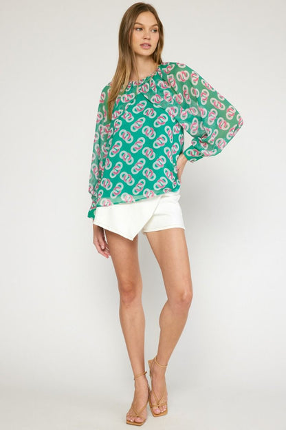 Floral print round neck long sleeve top image 5