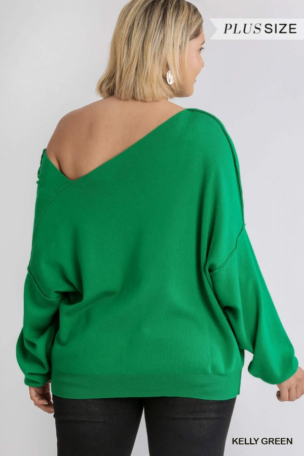 Dolman Sleeve Sweater with an Asymmetrical Neckline image 1