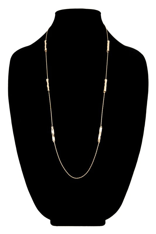 Gold brass cylinder bead necklace image 1