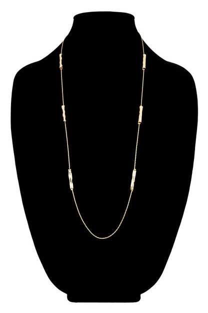 Gold brass cylinder bead necklace image 1