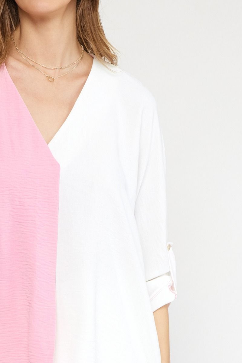 Baby Pink/White Combo 3/4 Sleeve Shirt image 5