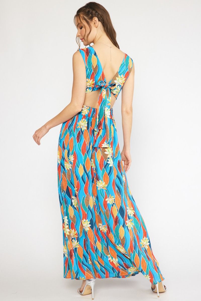 Print v-neck sleeveless maxi dress image 3