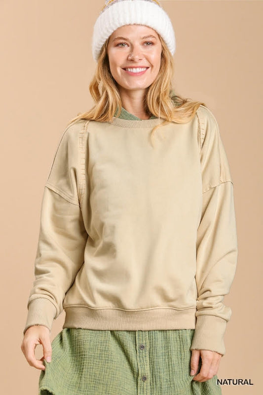 French Terry Raw Edged Mineral Wash Top with No Lining image 0