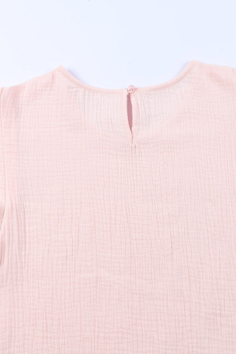 Pink Textured Tiered Ruffled Short Sleeve Bouse image 3