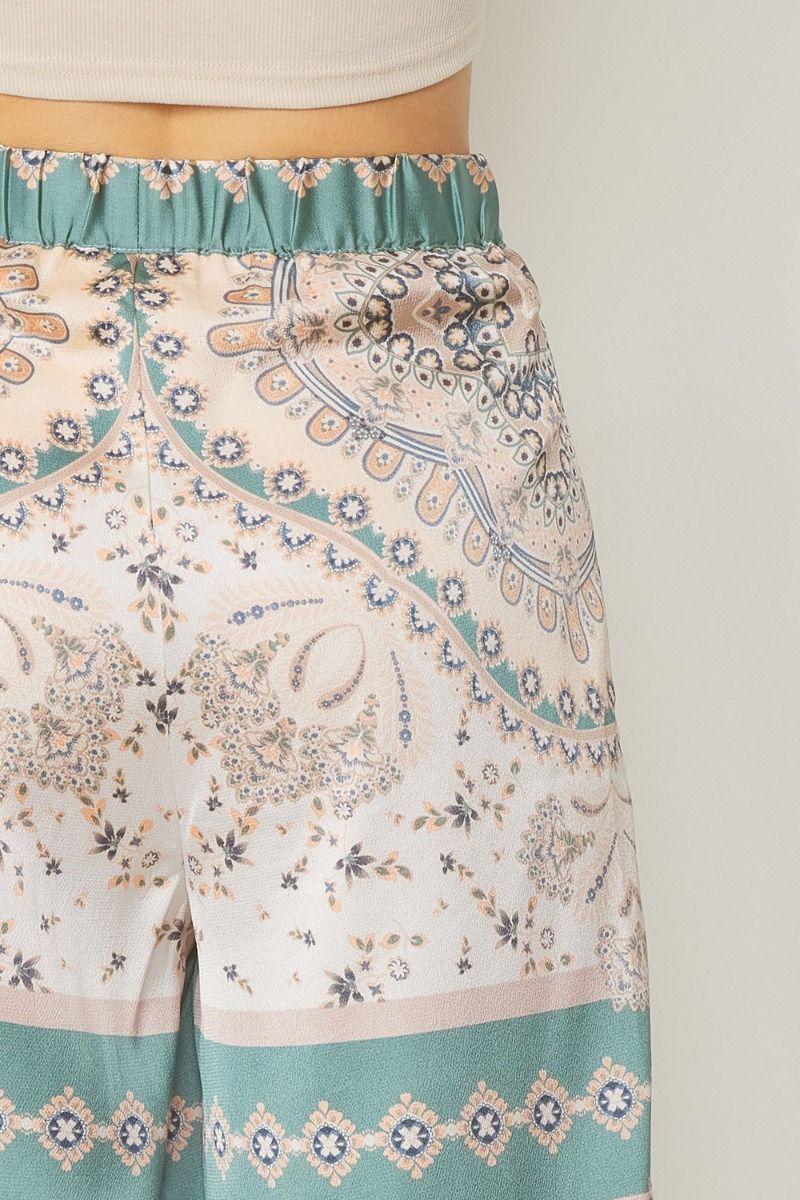 Satin print high waisted wife leg pants  image 6