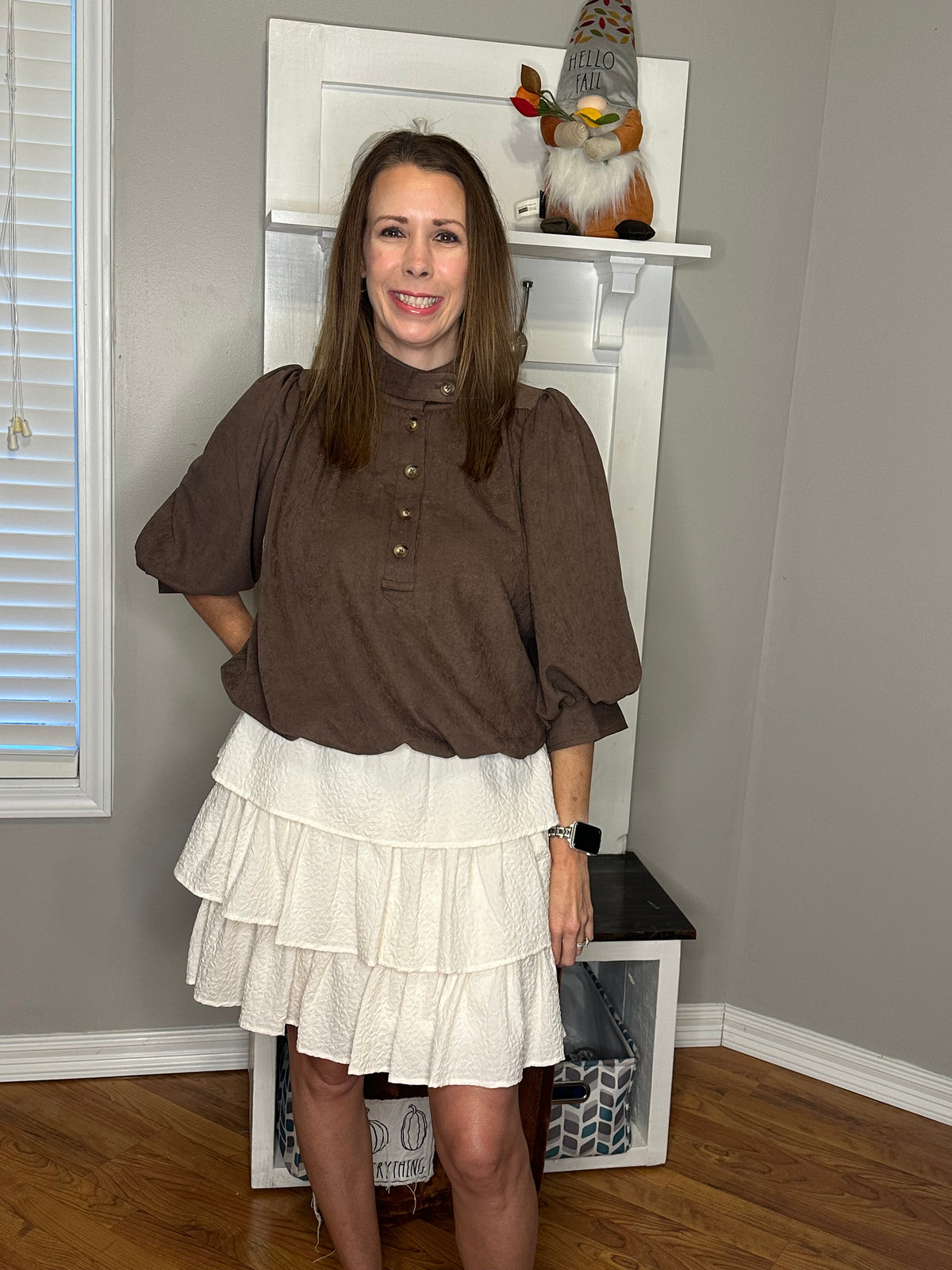 White Textured Ruffle Tiered Mini Skirt