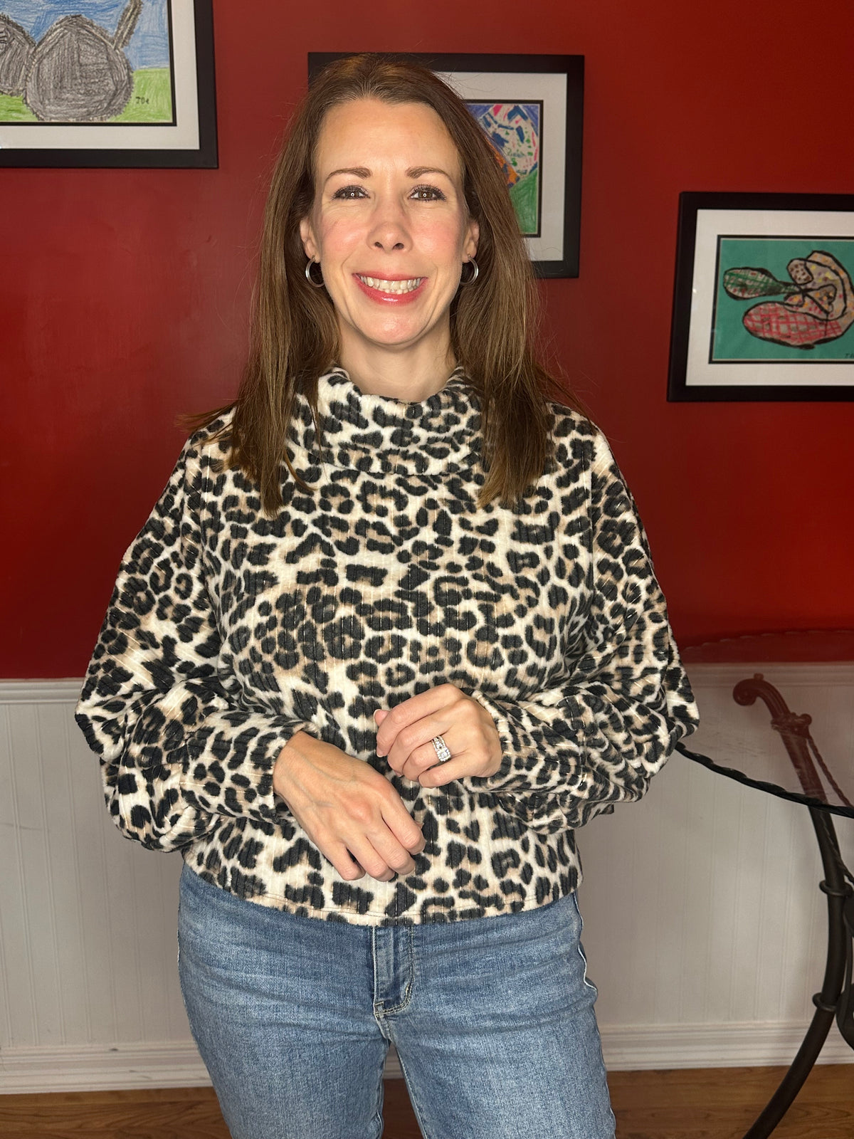 Tan Leopard Print Long Sleeve Top