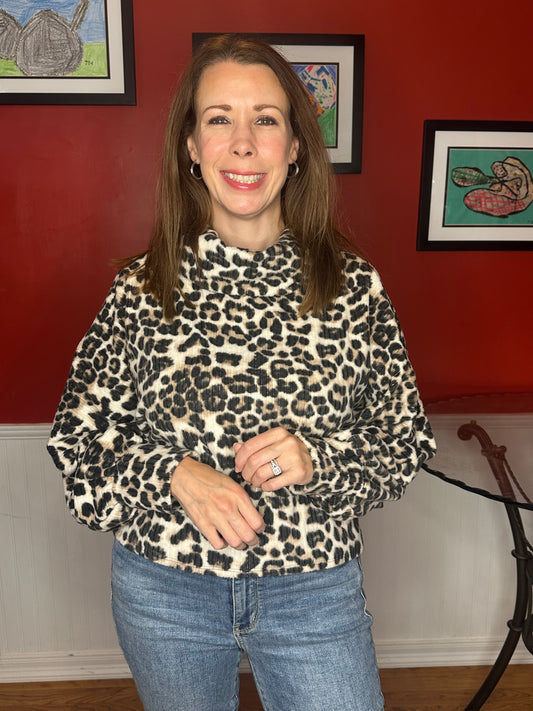 Tan Leopard Print Long Sleeve Top