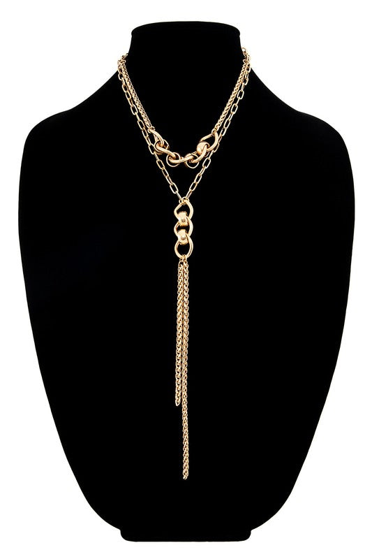 Gold organic Y shaped necklace image 4