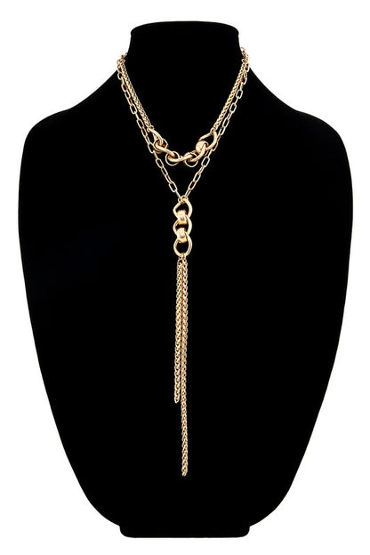 Gold organic Y shaped necklace image 4