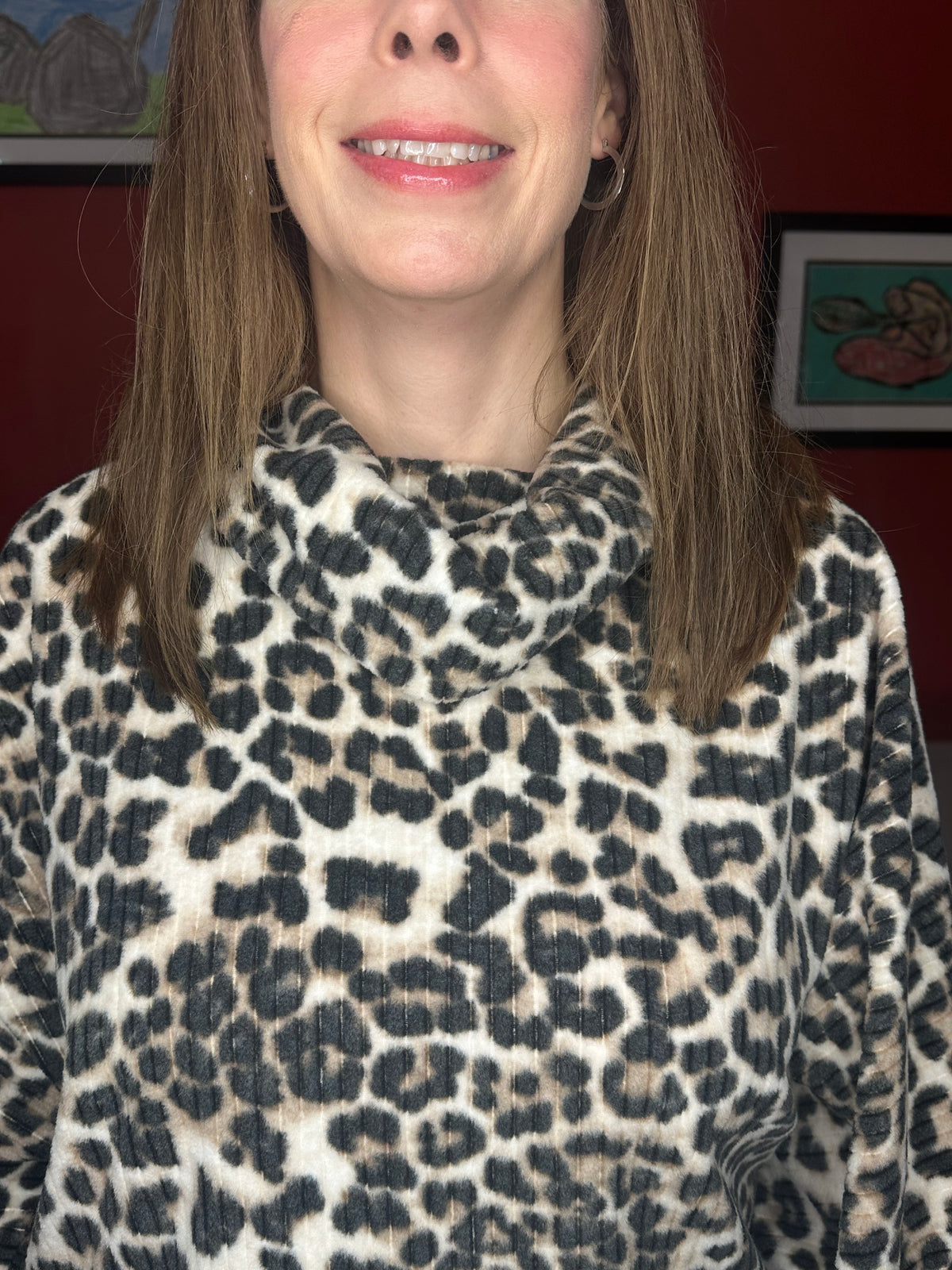 Tan Leopard Print Long Sleeve Top