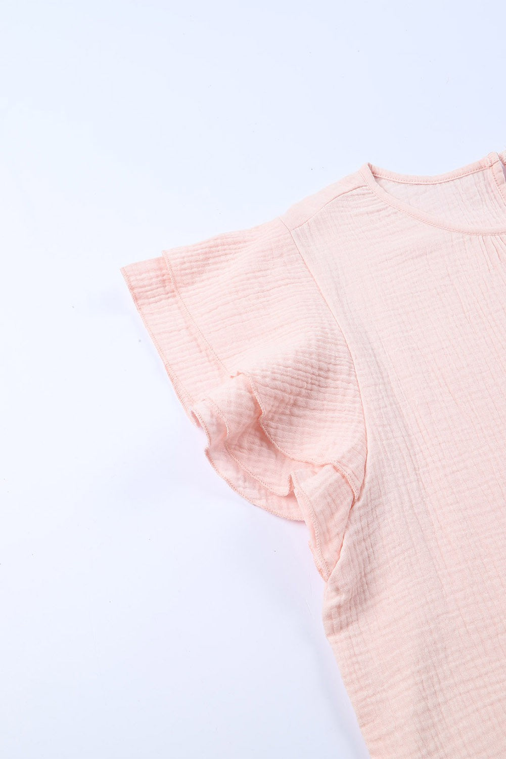 Pink Textured Tiered Ruffled Short Sleeve Bouse image 4