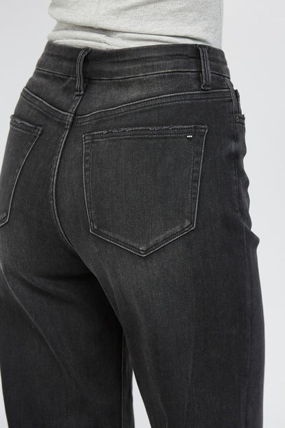 Black Mica Denim Stretch Super High Rise Wide Leg