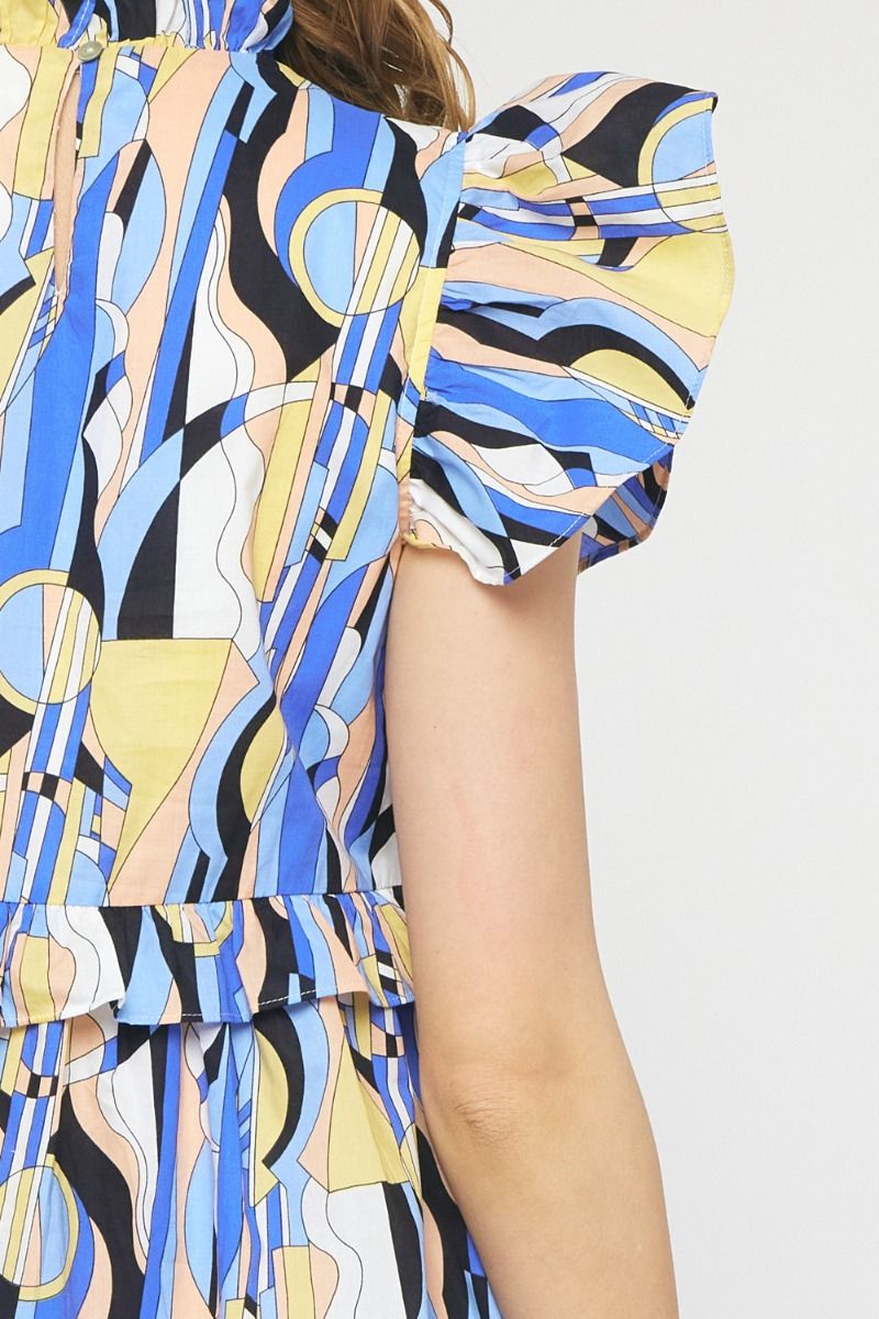 Printed short sleeve mini dress image 6