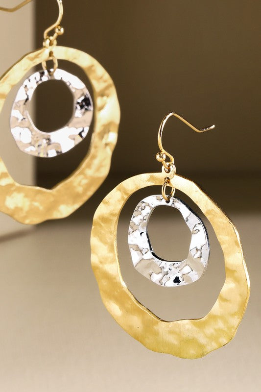 Multi Hammered steel hoop earring  image 0
