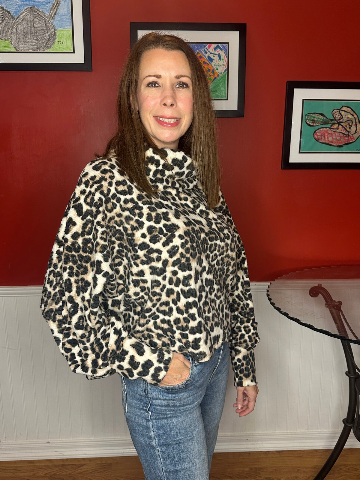 Tan Leopard Print Long Sleeve Top