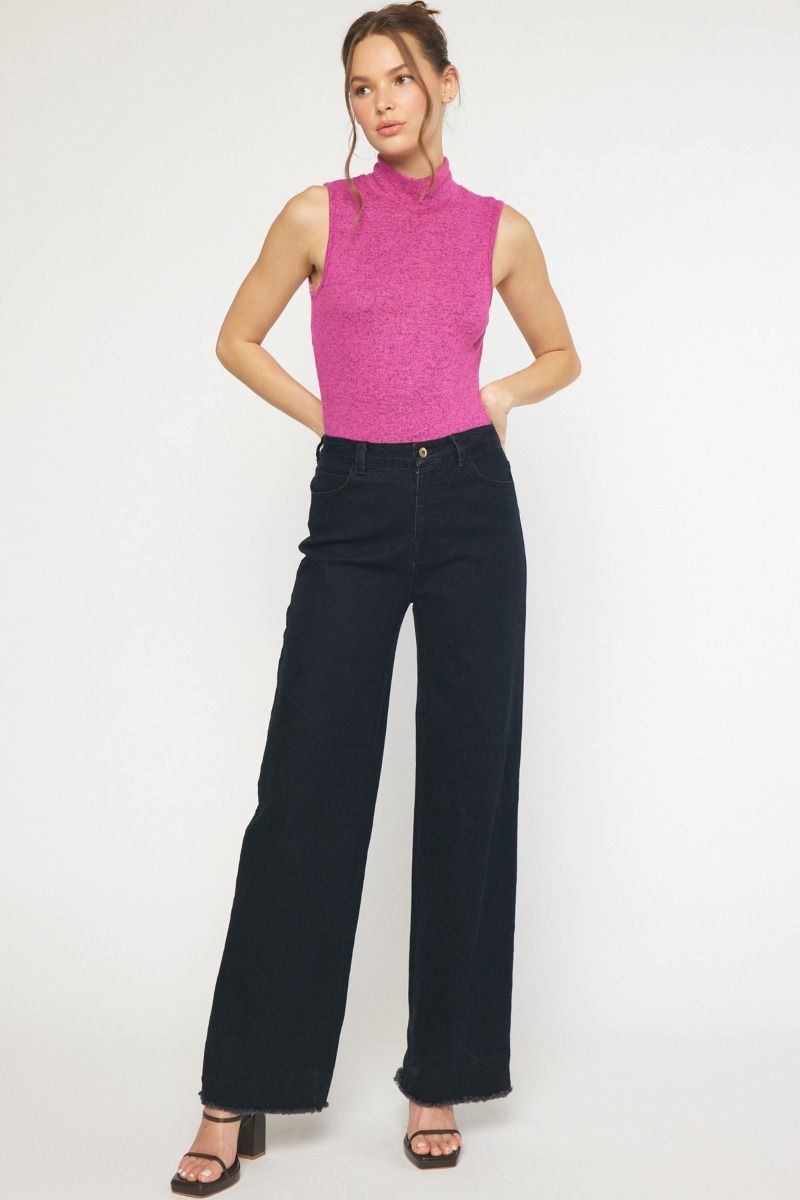 Pink mock neck sleeveless bodysuit. image 5
