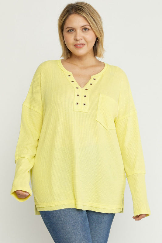 Waffle knit long sleeve top image 0