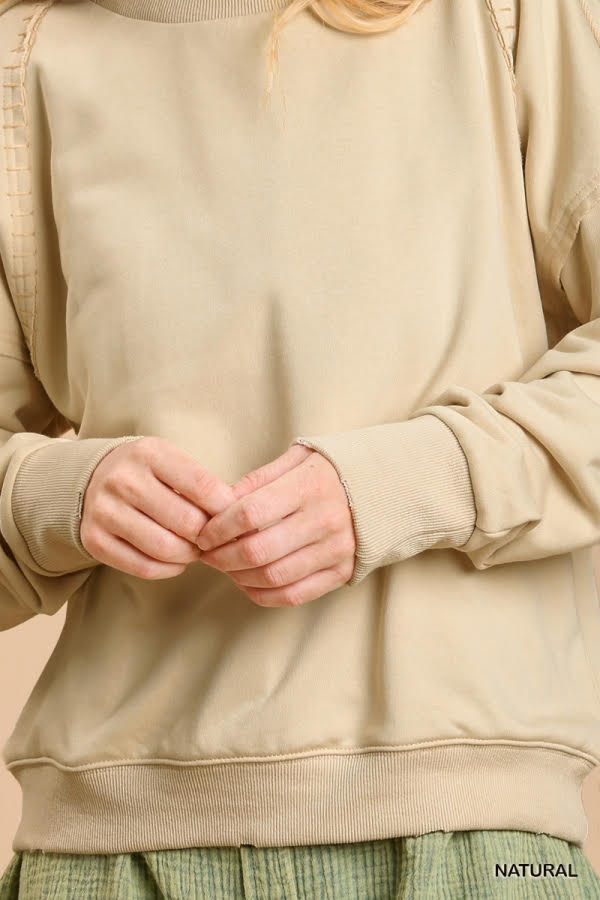French Terry Raw Edged Mineral Wash Top with No Lining image 4