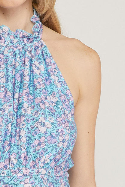Floral print high neck sleeveless top image 5