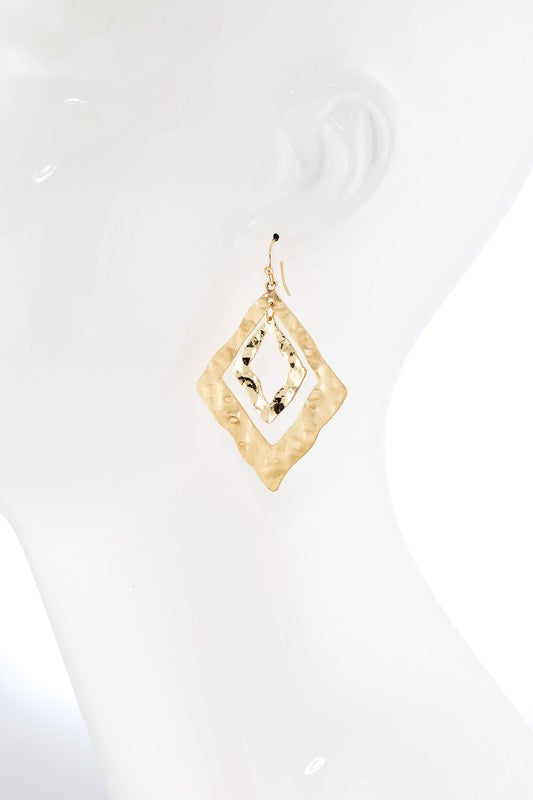 Gold rhombus shape steel earring  image 1