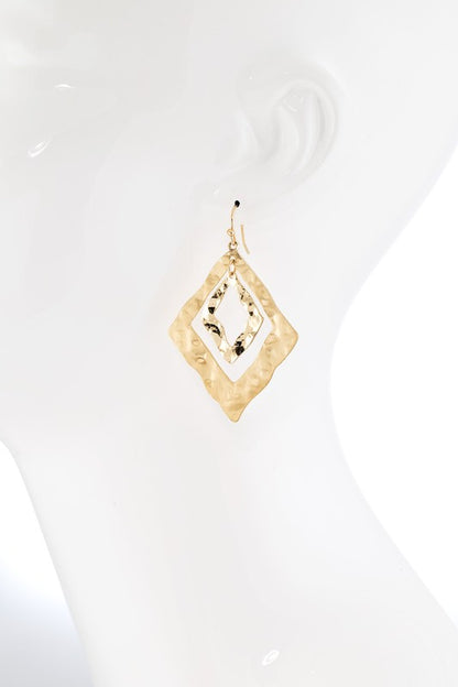 Gold rhombus shape steel earring  image 1