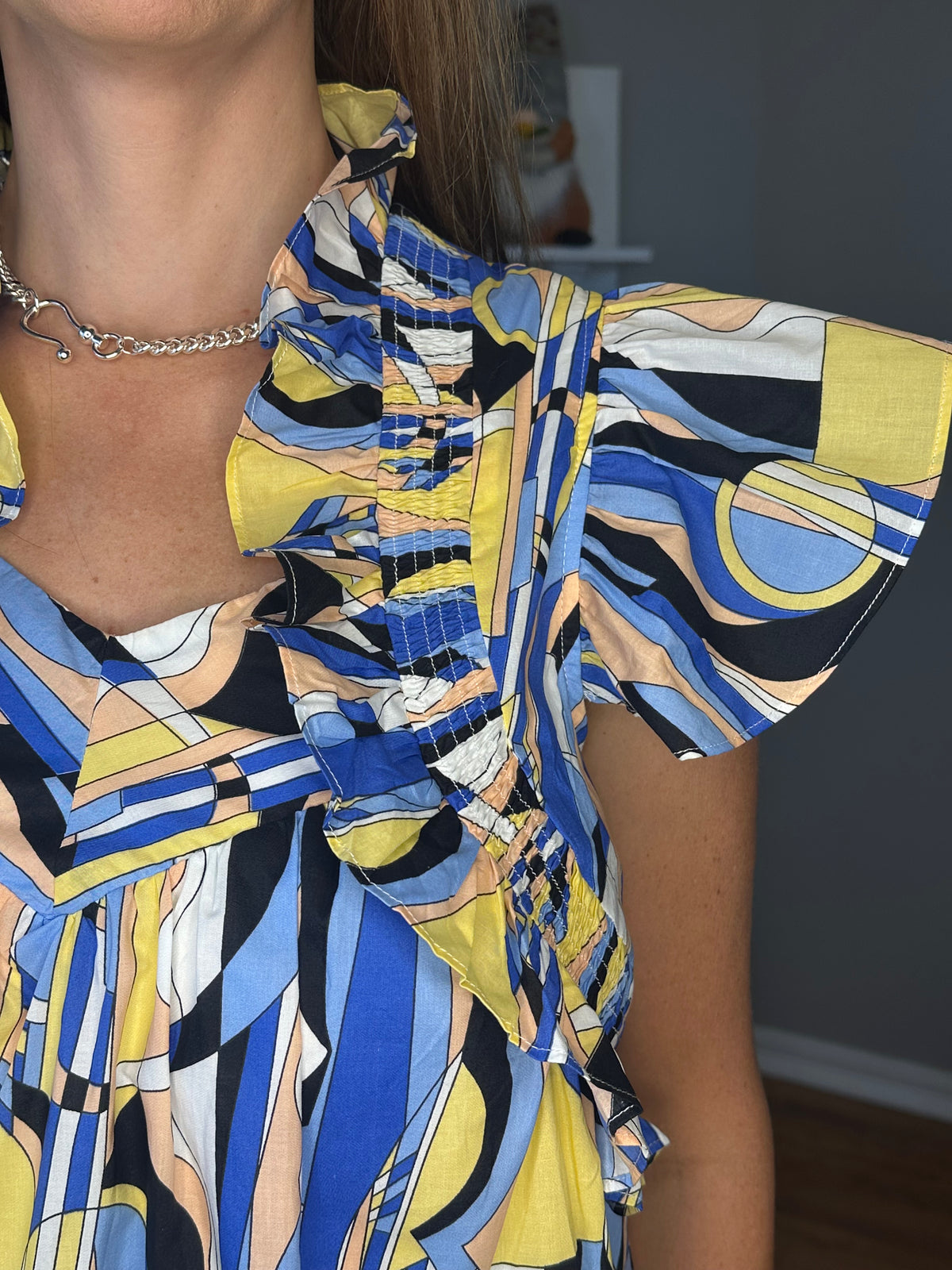 Printed Short Sleeve Mini Dress