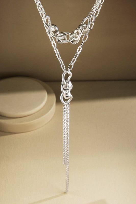 Silver organic Y shaped necklace image 0