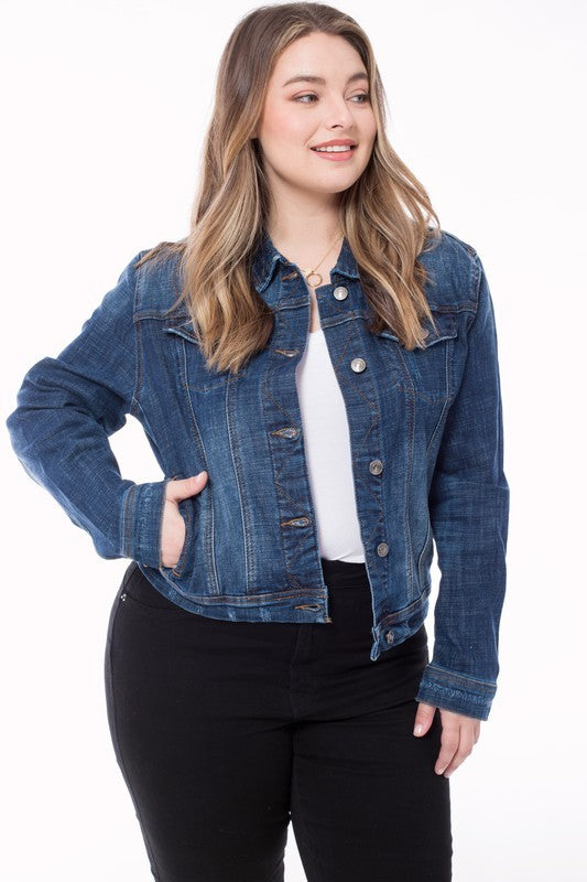 Casual vintage dark denim jean jacket image 4