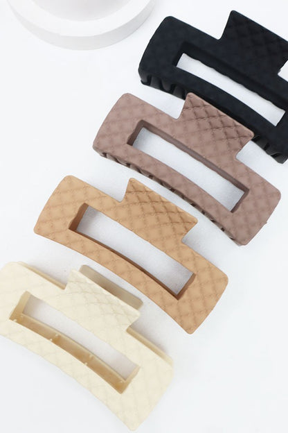 Matte embossed cut out rectangular hair claw image 2