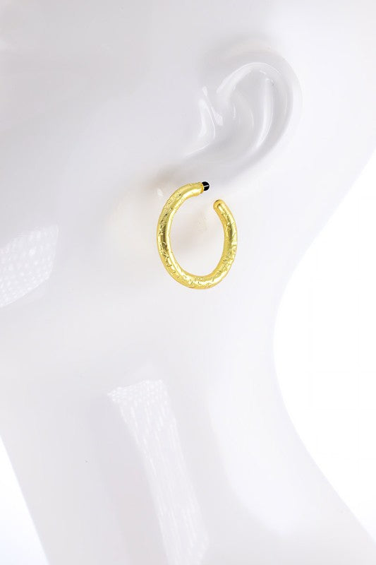 Gold hand hammered hoop earrings image 2