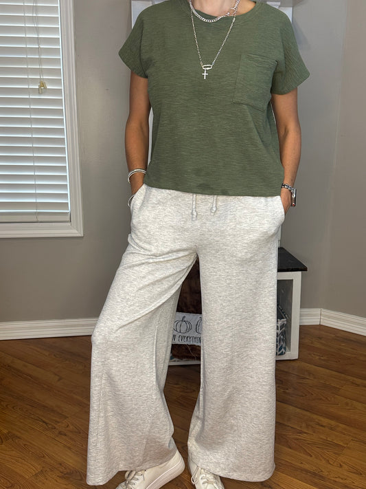 Zenana Scuba Drawstring Wide Leg Pants