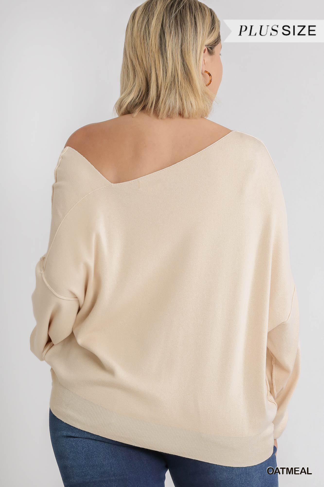 Dolman Sleeve Sweater with an Asymmetrical Neckline image 1