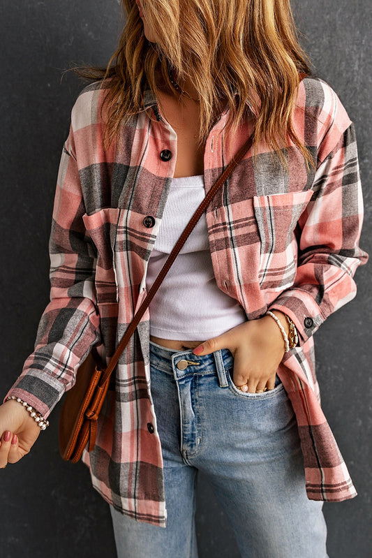 Pink Plaid Button Up Patch Pocket Shirt image 0