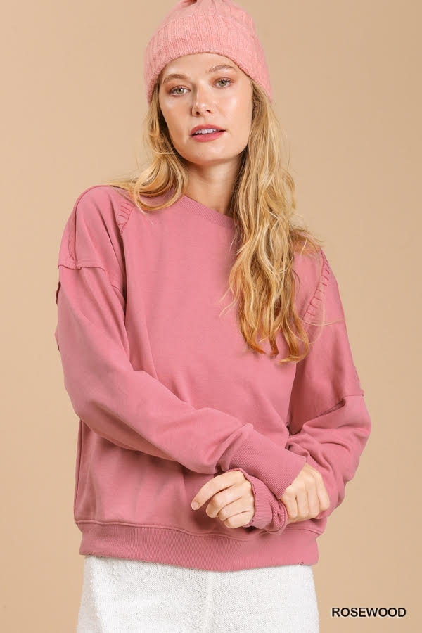 French Terry Raw Edged Mineral Wash Top with No Lining image 0