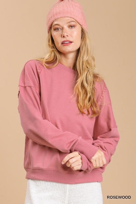 French Terry Raw Edged Mineral Wash Top with No Lining image 0