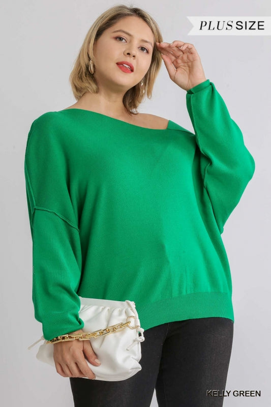 Dolman Sleeve Sweater with an Asymmetrical Neckline image 0