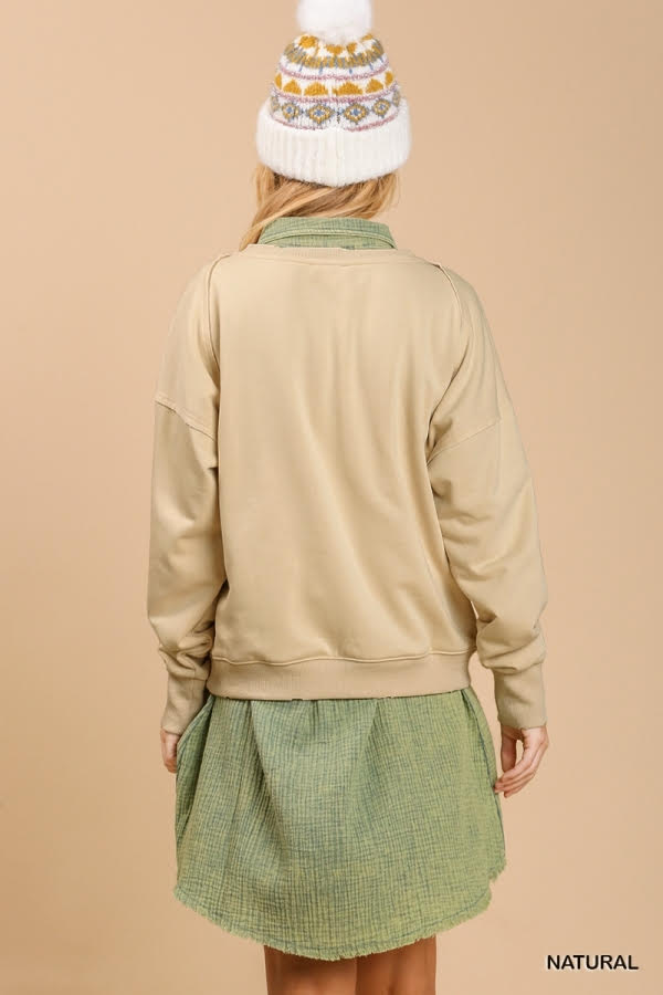 French Terry Raw Edged Mineral Wash Top with No Lining image 5