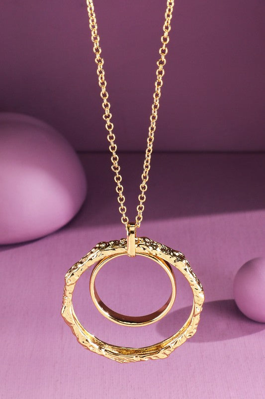 Gold duo circle pendant link chain necklace image 0