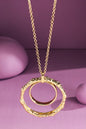 Gold duo circle pendant link chain necklace image 0