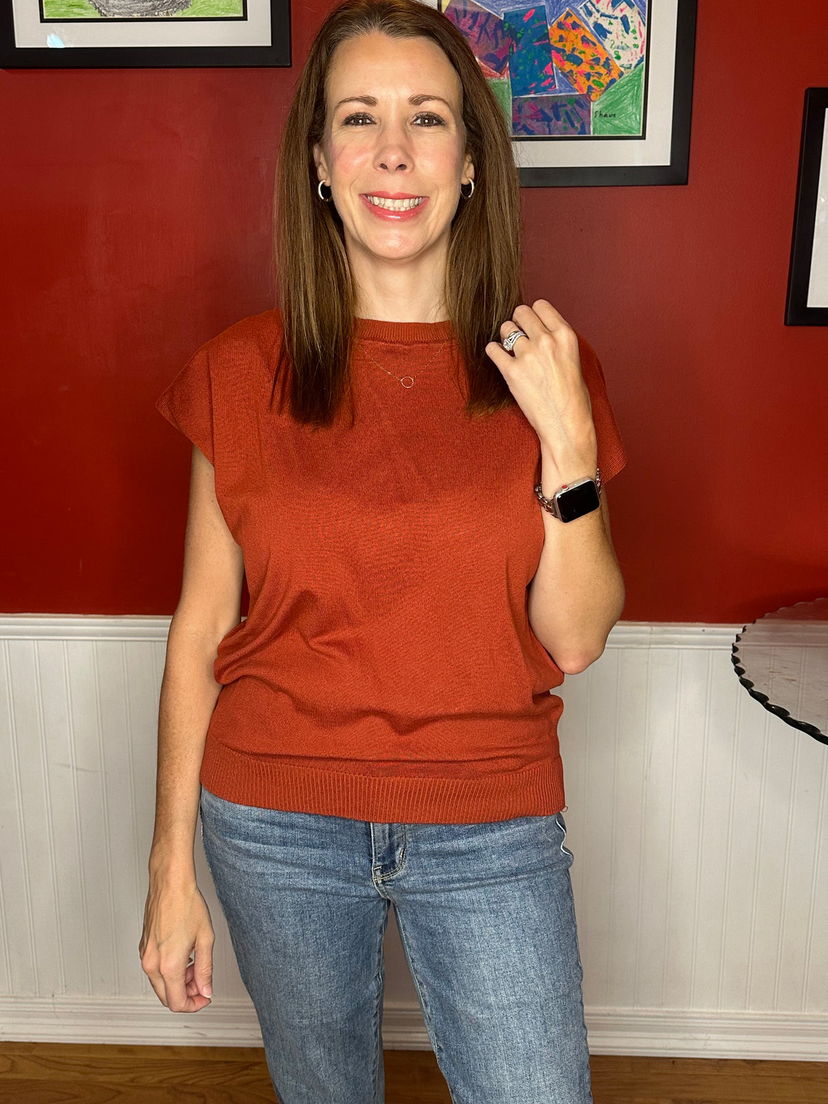 Zenana Viscose Round-neck Short Sleeve Sweater