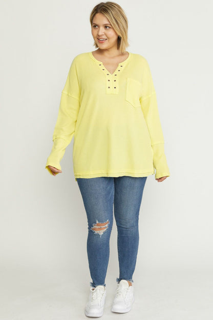 Waffle knit long sleeve top image 4