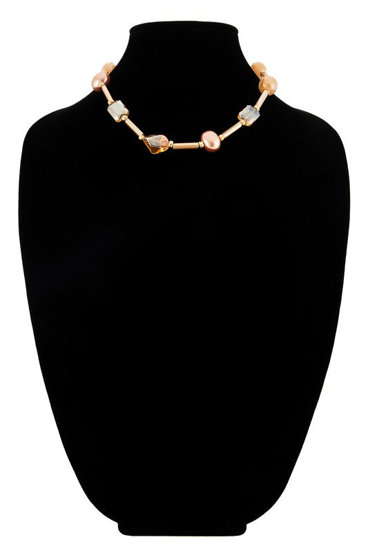 Nude mixed bead necklace image 2