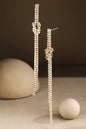 Gold linear dangle drop rhinestone earrings image 0