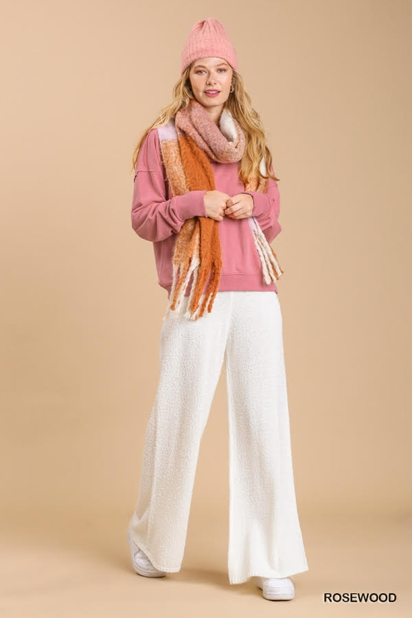 French Terry Raw Edged Mineral Wash Top with No Lining image 2