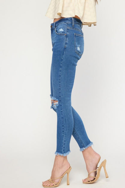 Medium colored washed denim skinny jeans image 2